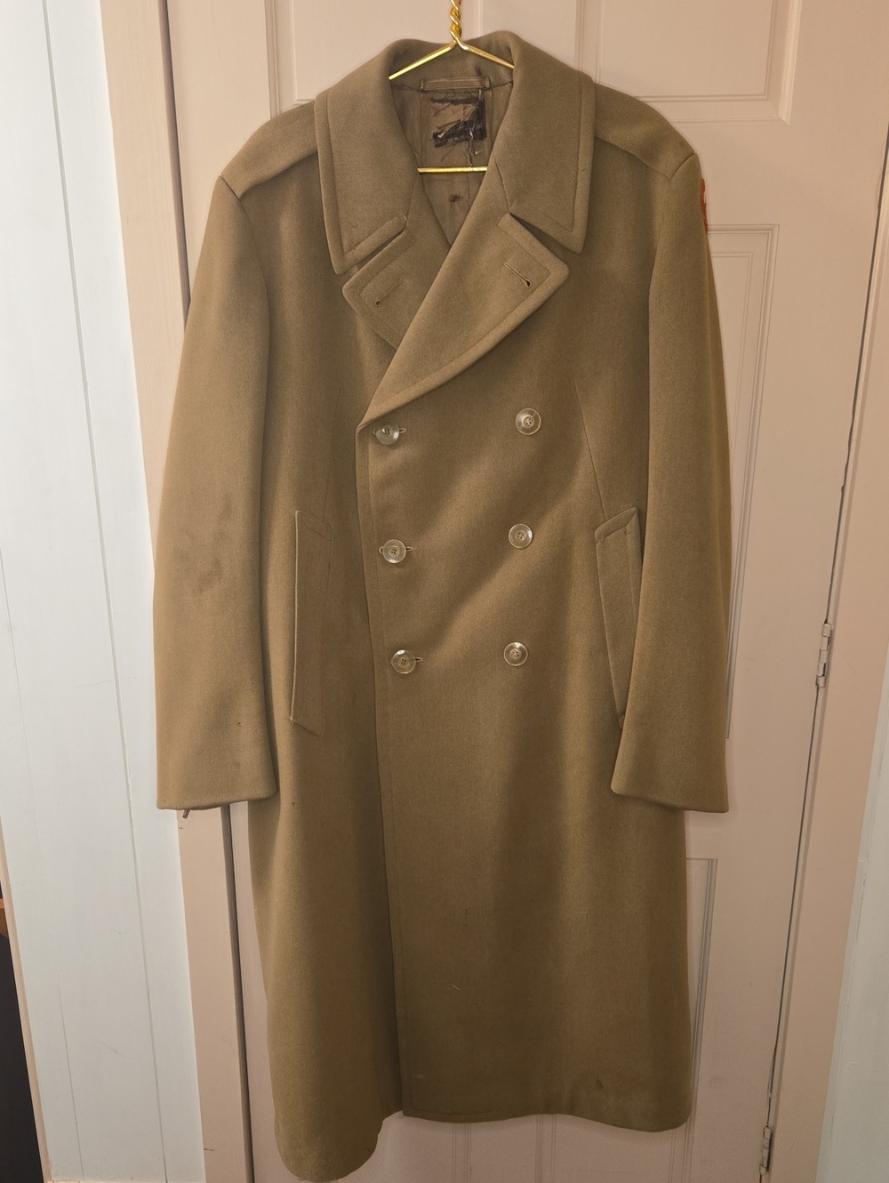 Antique WWII Men's Double-Breasted Wool Pea Coat W/ US Army Special Forced Patch